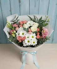 Букет цветов из:  Розы, Лизиантусы и Хризантемы в Голышманово