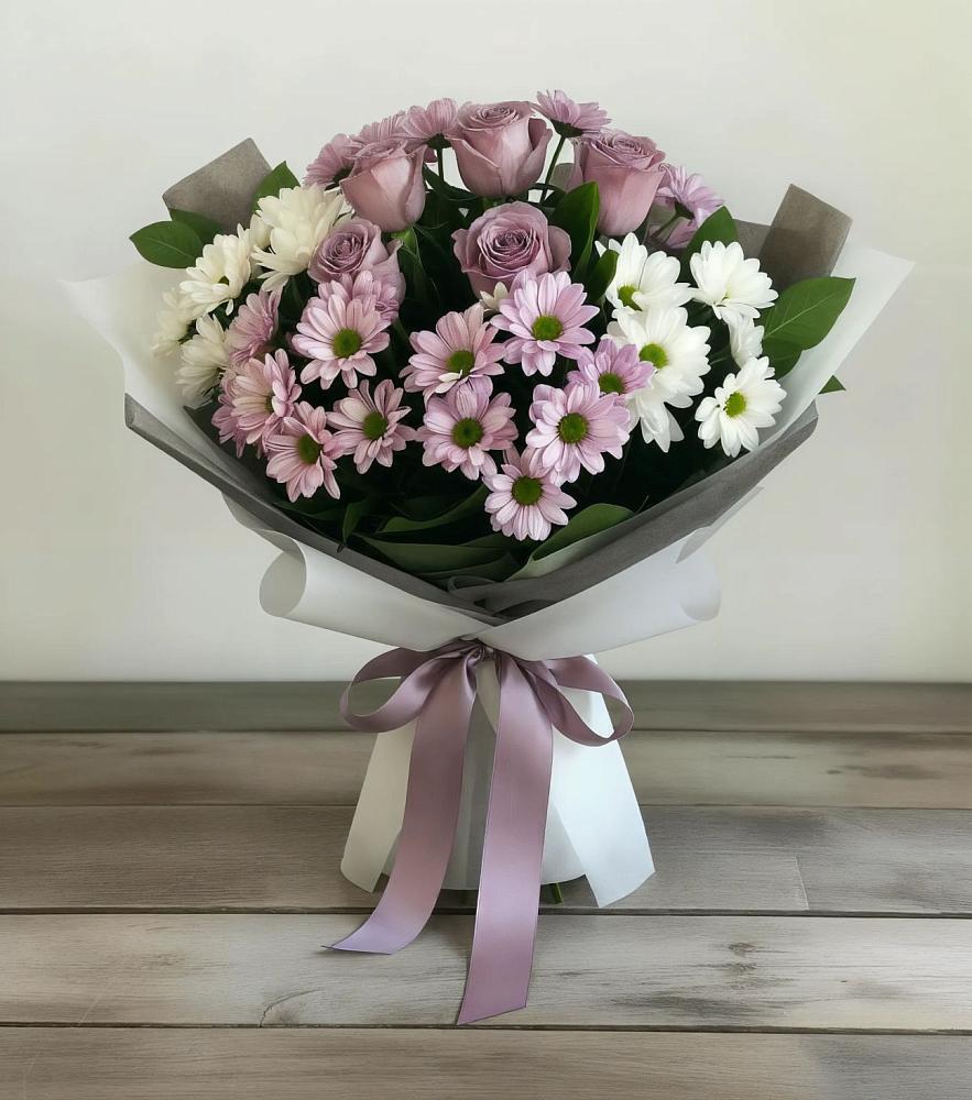 Букет цветов из: Хризантемы и Розы в Голышманово