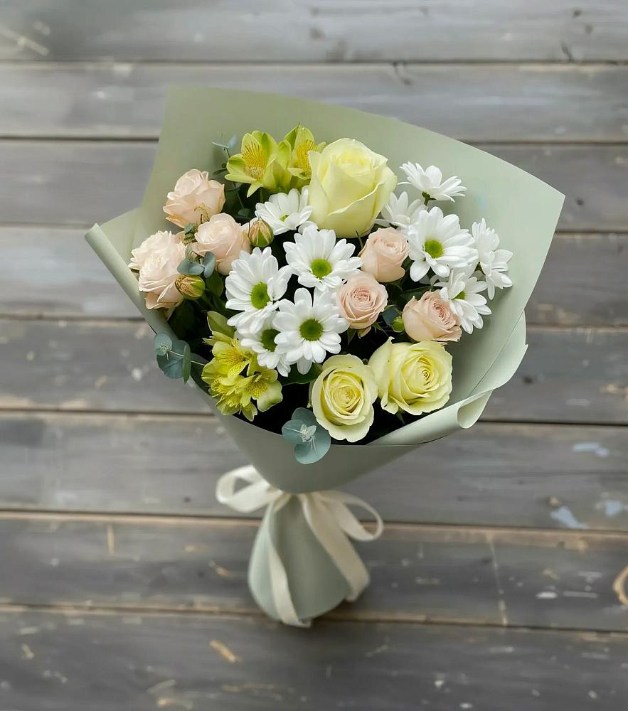 Букет цветов из: Альстромерии, Розы и Хризантемы в Голышманово