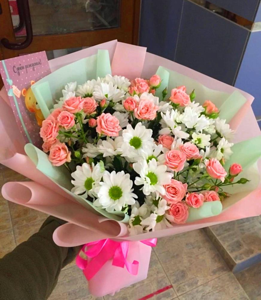 Букет цветов из: Розы и Хризантемы в Голышманово