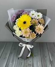 Букет цветов из:  Розы, Герберы и Хризантемы #REPLACE_PRED# Голышманово