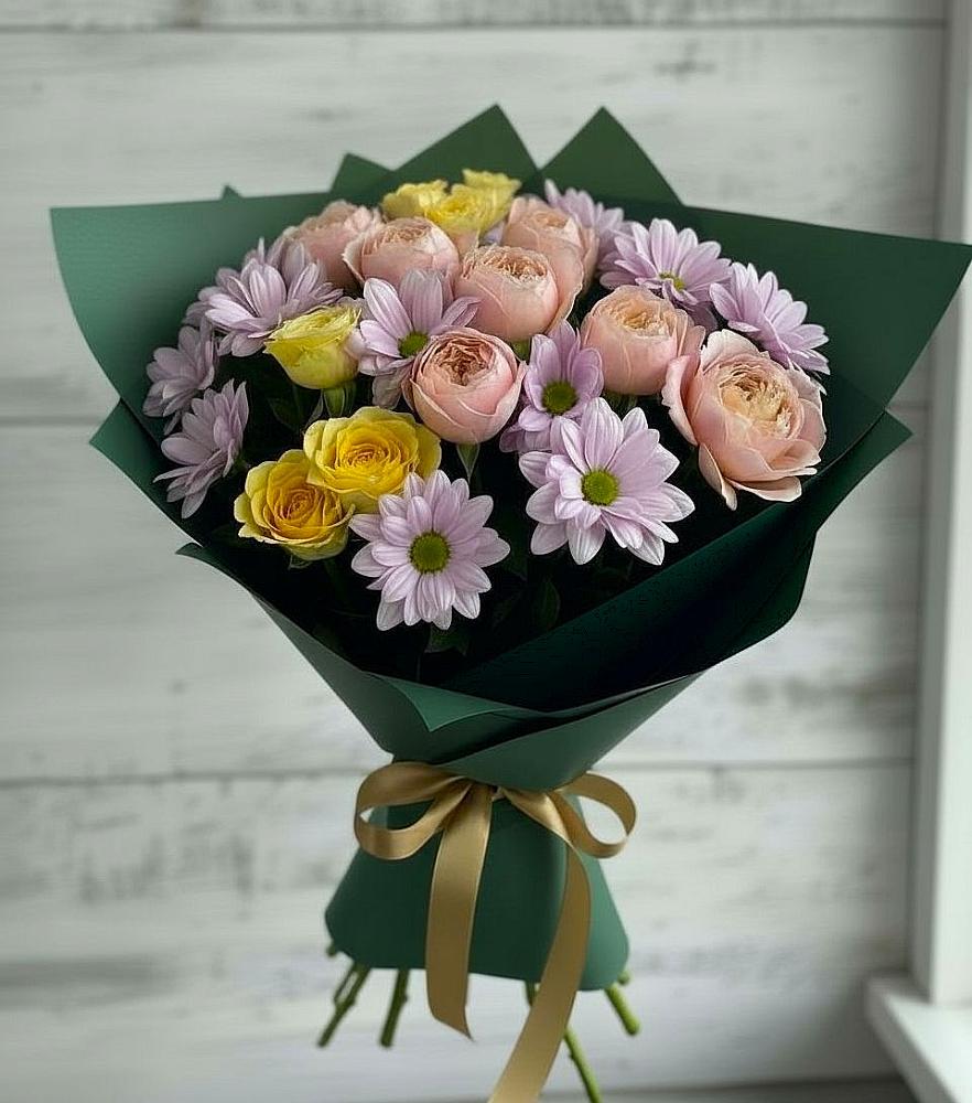 Букет цветов из: Хризантемы и Розы в Голышманово