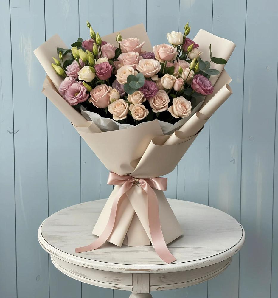 Букет цветов из: Розы и Лизиантусы в Голышманово