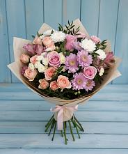 Букет цветов из:  Хризантемы, Розы и Альстромерии #REPLACE_PRED# Голышманово