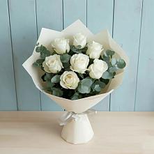 Букет Белые розы в Эвкалипте #REPLACE_PRED# Голышманово
